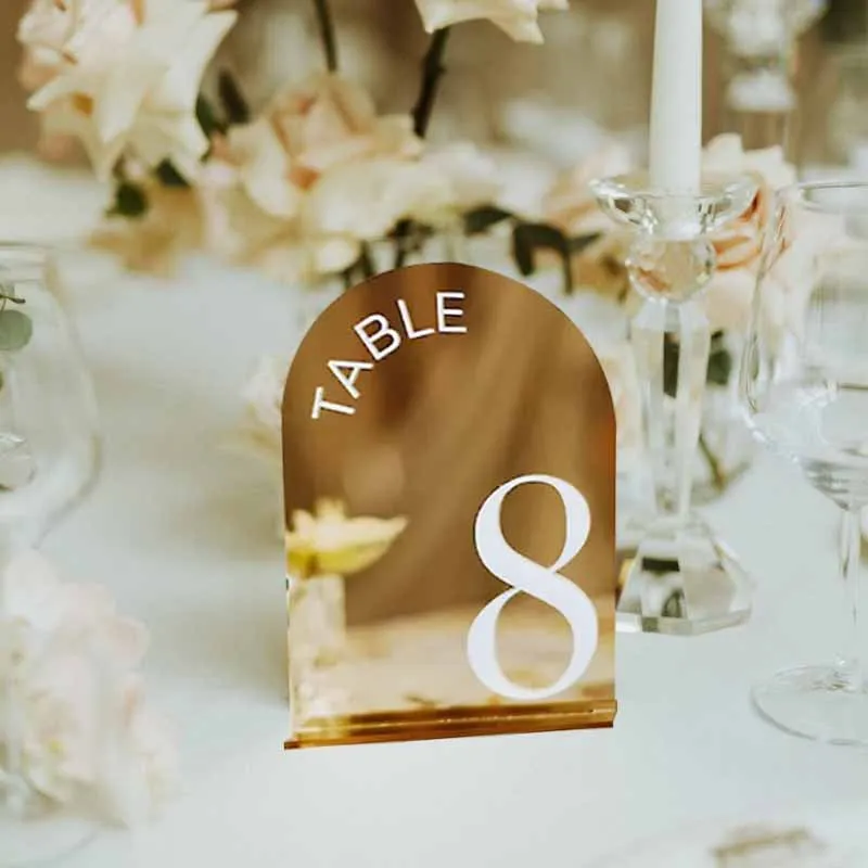 Acrylic Wedding Table Numbers,Gold Mirror Wedding Table Signs,Arch 3D Wedding Signage Decoration,Wedding Centerpieces For Table