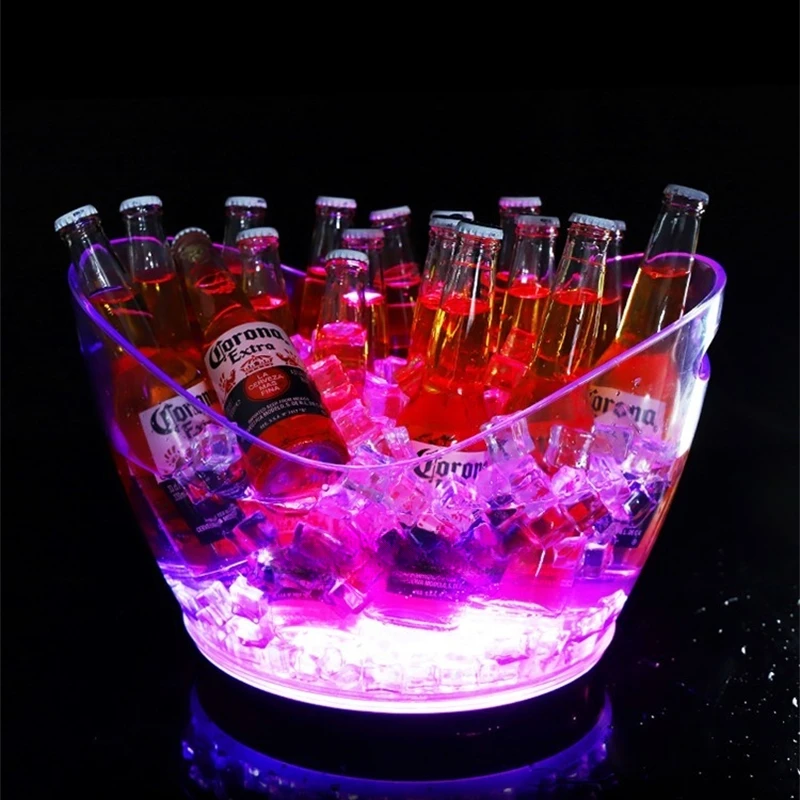 New Arrivals Creative LED Luminous Ice Bucket Bar KTV Large Capacity Champagne Beer Frame Plastic Transparent Party Wedding