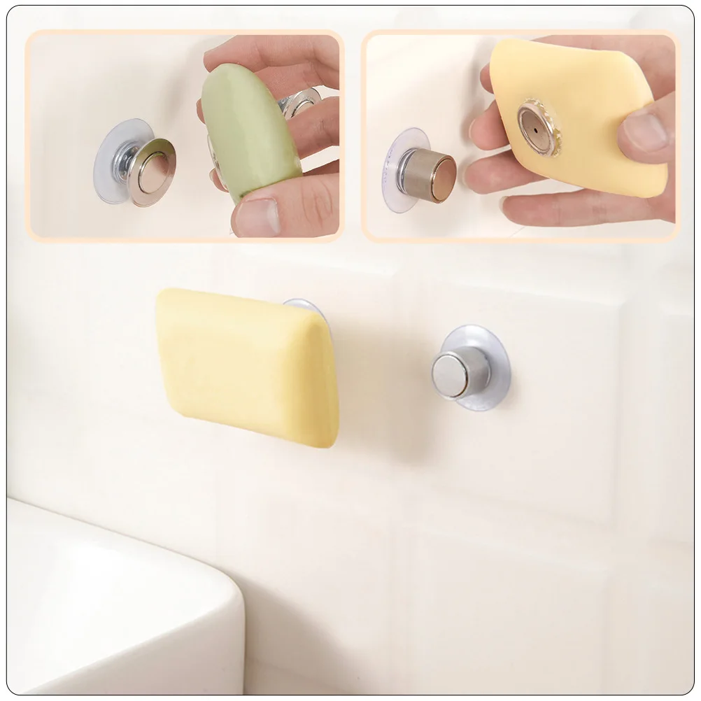

2 Sets Magnetic Holders Suction Rack Bathroom Organizer Wall Mounted Soap Stand Rust Resistant Easy Install No Punching Simple