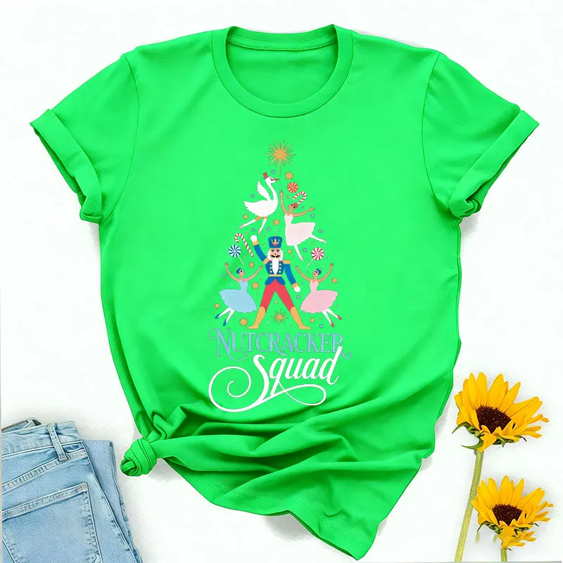 Chemise d'arbre de noël joyeux noël casse-noisette: t-shirt de Ballet de vacances col rond Style décontracté tout-match imprimé t-shirts hauts