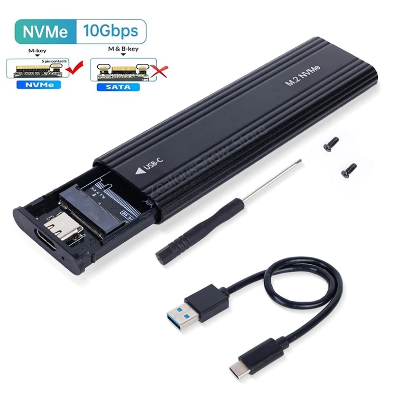 kebidu M.2 NVME NGFF SATA Gehäuse M2 SSD Gehäuse Dual Protokolle USB 3.1 Typ C SSD Adapter 10 Gbit/s zu NVMe SATA Externe Festplatte Box 3