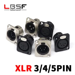 HF XLR 3/4 / 5pin Pria Wanita Panel Audio Mikrofon Jack Konektor Steker Hitam YS145BG YS146BG Kontak Tembaga Soket Logam XLR 10 panel xlr penjualan terbaik - №