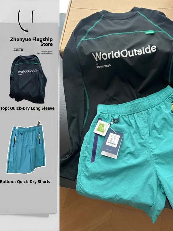 

Lightweight Qui Dry Outdoor Sports Set Long Sve T-irt Cycling Clothes Running orts for Men And Women Summer Season