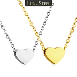 LUXUSTEEL Simple Small Tiny Moon Star Heart Pendant Necklace For Women Girls Stainless Steel Hypoallergenic Delicate Choker