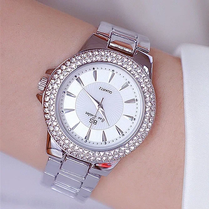 BS New Full Diamond Women\'s Watch Crystal Ladies Bracelet Wrist Watches Clock relojes Quartz ladies watches for women155835