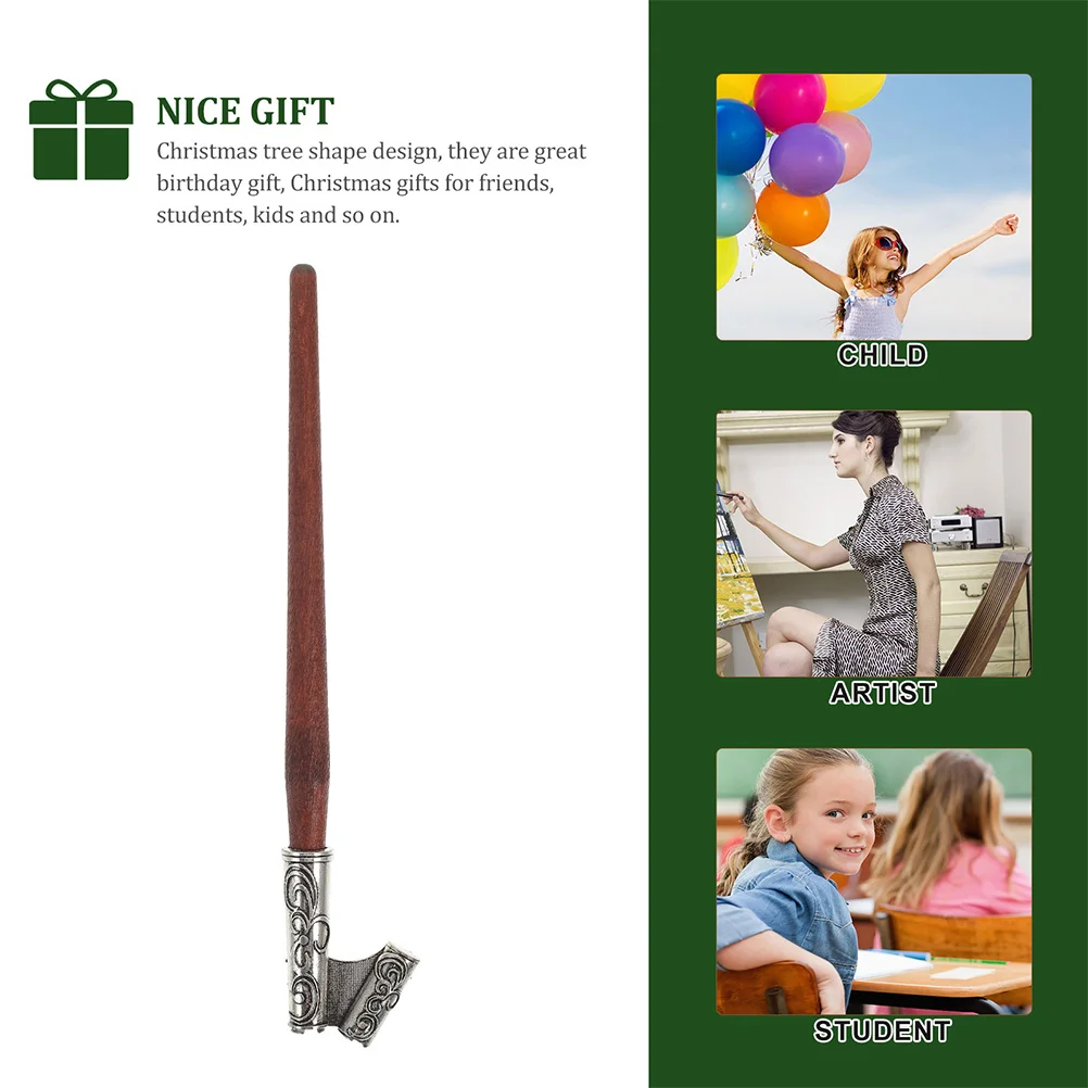 

2Pcs Calligraphy Pen Holder Alloy Wood Design Accurate Angle Scraping Reduction Office School Dip Pen Nib Holder