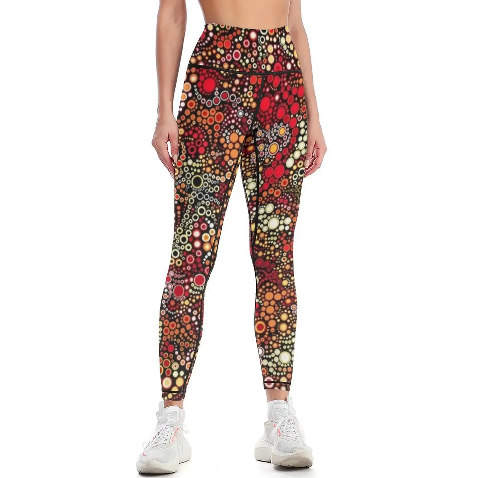 

EffervescenceFlame by Amelia Caruso for Robert Kaufman Leggings joggers for Women's gym legging push up Womens Leggings