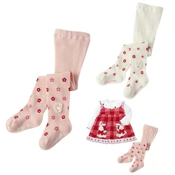 Girls Pantyhose Spring Autumn New Baby Cartoon Flower Rabbit Embroidery Kids Socks