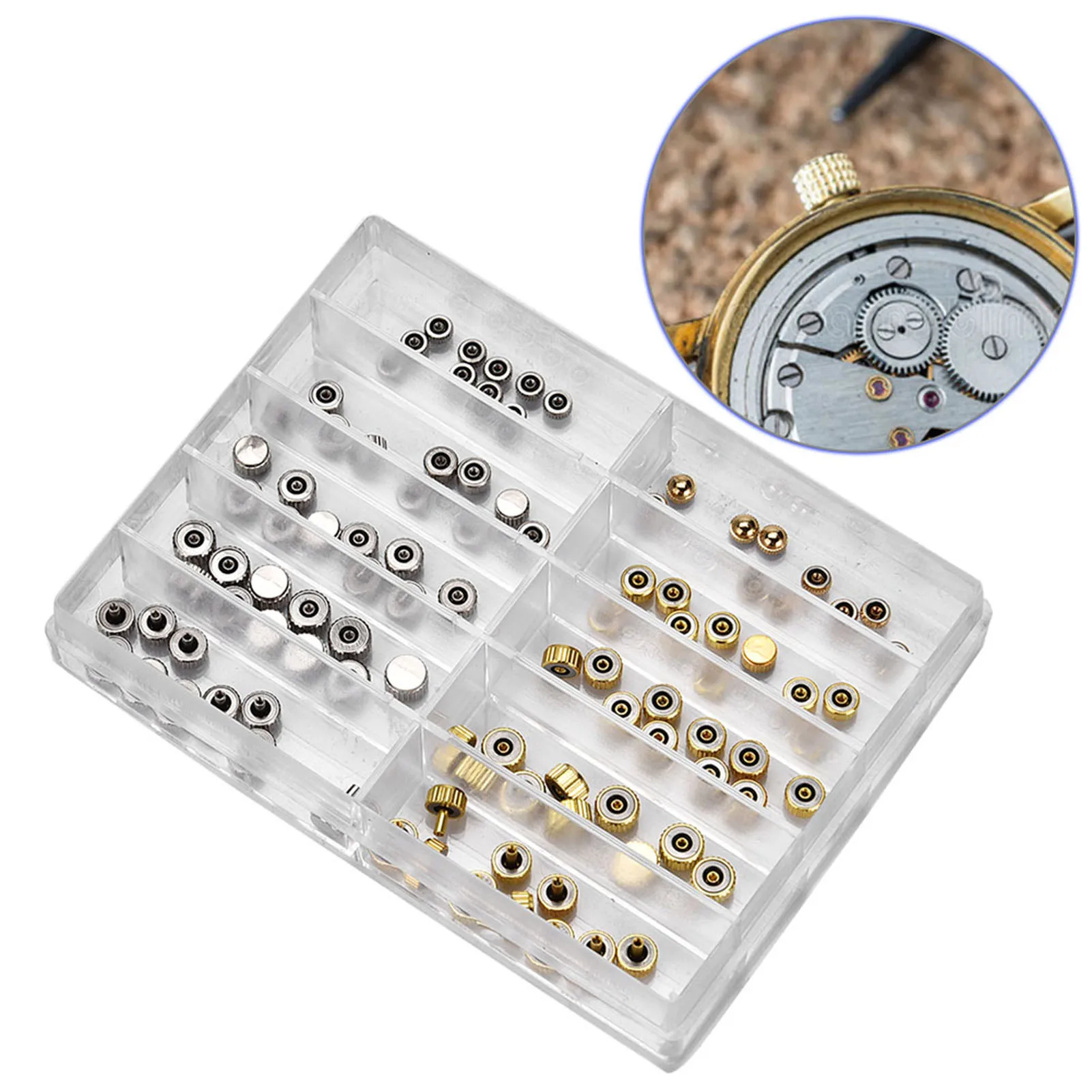 Assorted Watch Crown Parts Replacement Accessories Watch Repairing Tool Kit Watch Crown Parts Repairing Tool Watch Crown Parts