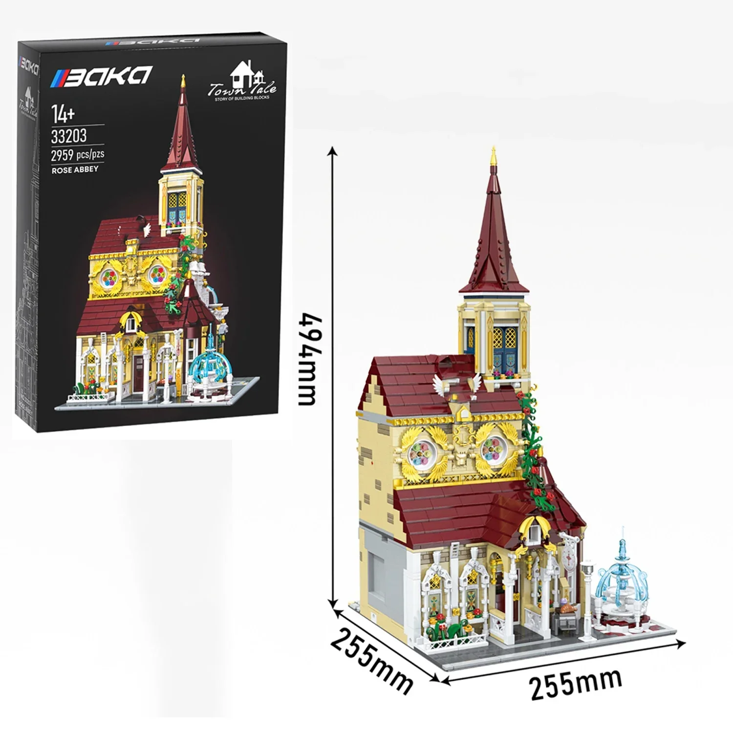 2960PCS Bangunan Modular Rosary Abbey MOC Model Rumah Gereja Arsitektur Perakitan Blok Bangunan Mainan untuk Hadiah