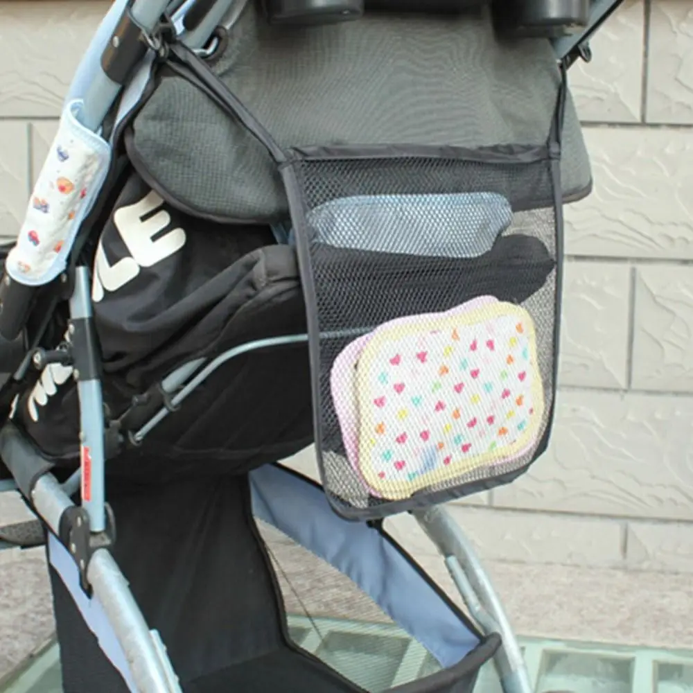 

High Quality Light Weight Baby Stroller Bag Portable Multifunctional Storage Bags Stroller Accessories 30x30cm Storage Mesh Bag