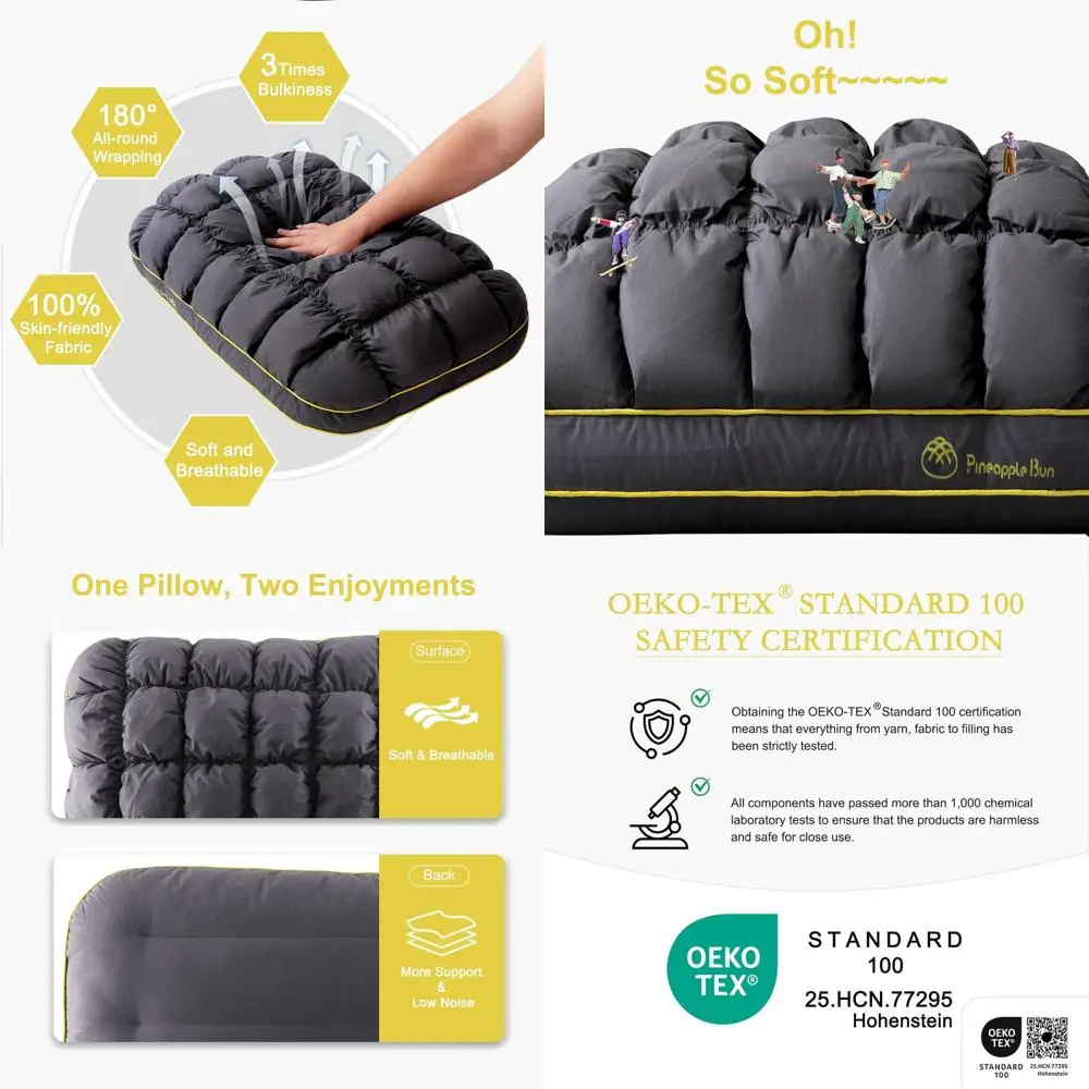 

Роскошный набор подушек Queen из 2 шт., мягкий пух, альтернативный, идеально подходит для боковых сна, качественный отель, серый цвет