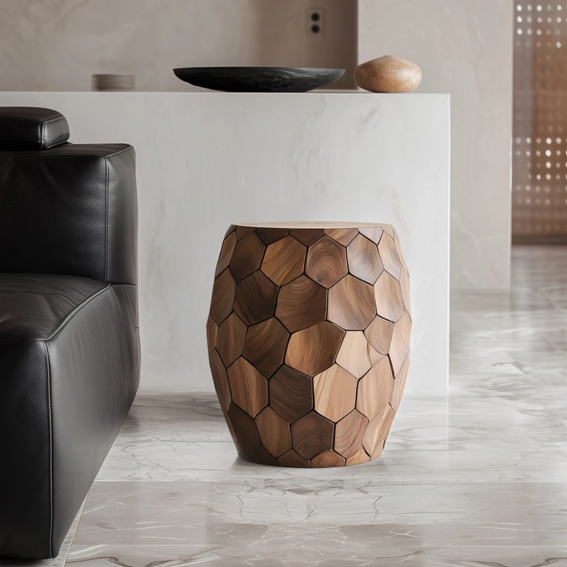 

High-grade solid wood high-grade root carving design personalized household tea stool