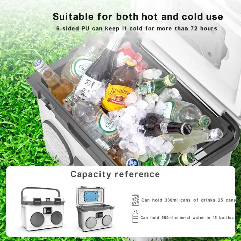 Outdoor camping 15L Bluetooth speaker picnic team building insulated box car portable food drinks fresh-keeping refrigerator