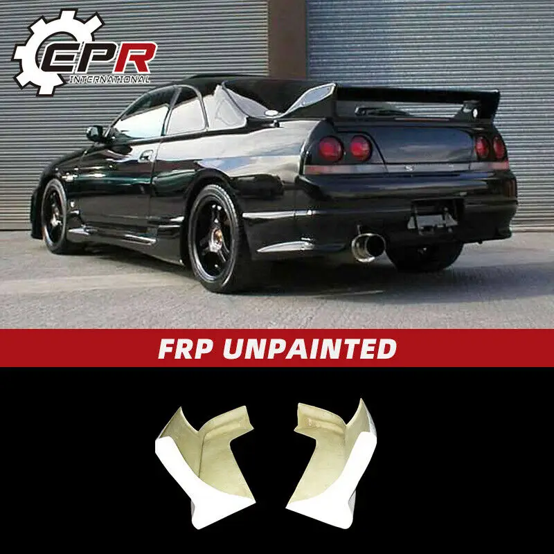 For Nissan Skyline R33 GTR TS Style FRP Unpainted Rear Bumper Spats Add on Extension Trim Bodykits