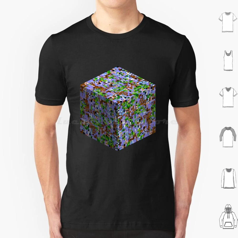 World 1-1 T Shirt Big Size 100% Cotton Pixel Art Glitch 8bit Pixel Geek Games Nes Pixelart Glitchart Abstract Pattern