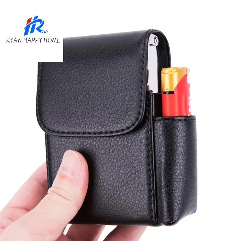 

Men's Convenient Belt Bag With PU Cigarette Lighter Case, Essential Smoking Accessories Storage