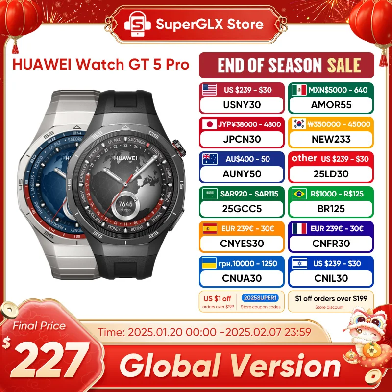 Global Version HUAWEI Watch GT 5 Pro Smartwatch GT5 Pro Compatible with iOS and Android