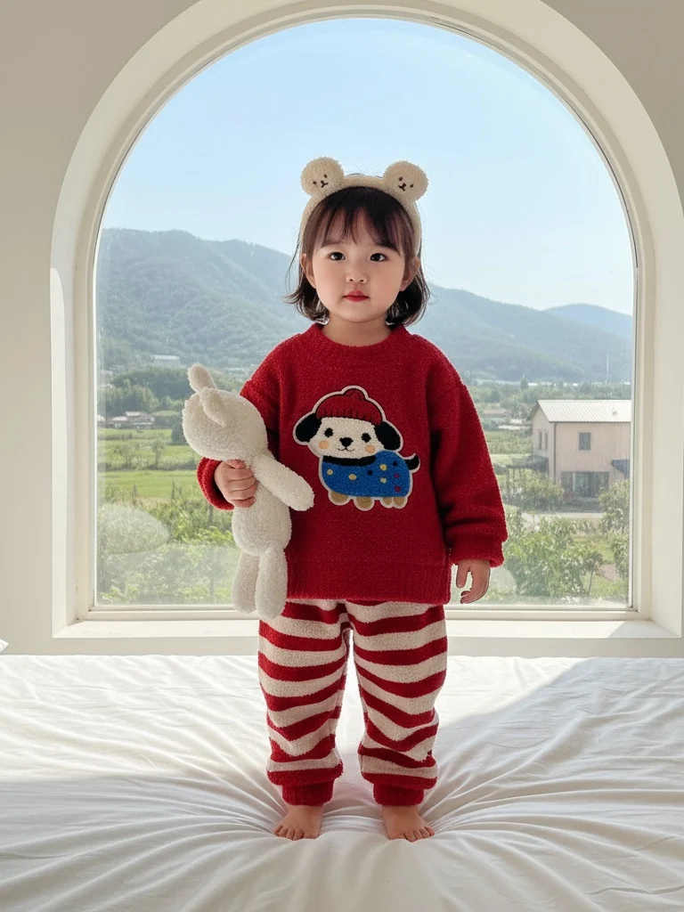 

Комплект пижам для девочек из кораллового флиса: милый домашний костюм с мультяшным принтом, двухкомпонентный, осенний, с длинным рукавом, круглым вырезом и капюшоном...