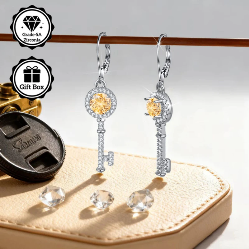 LAMVOICE Gioielli da donna, orecchini in argento sterling S925 con zirconi, regali di Natale per lei, gioielli con confezione regalo