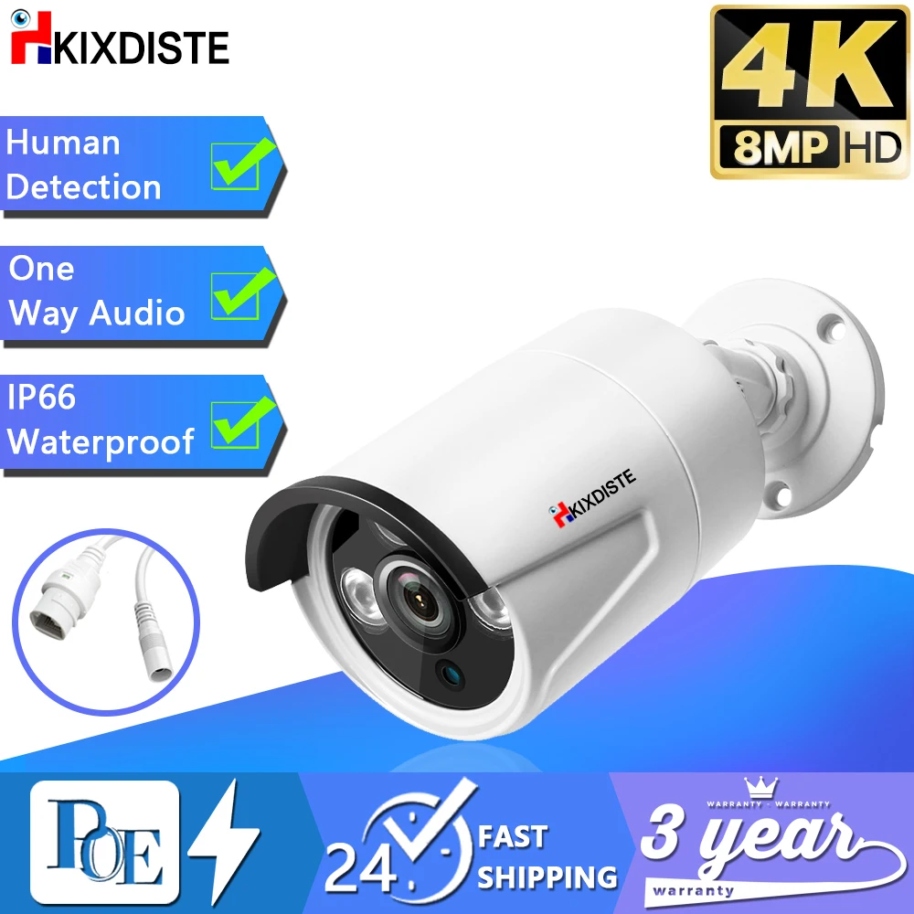 

Ultra HD 4K 8MP POE IP Camera 3.6mm Audio Outdoor Infrared Night Vision CCTV Video Home CCTV Video Surveillance 5MP IPC Camera