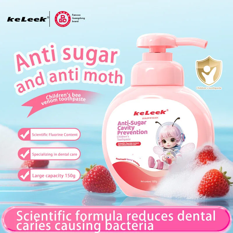 KeLeek Kids Bee Venom Toothpaste 150g Strawberry Flavor Anti-Cavity Gentle Clean Oral Care Safe for Children Daily Use