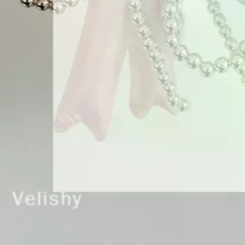 Bow Bag Charm Beaded Heart Pendant Cute Fashion Keychain Accessory For Handbag Backpack Hanging Decoration Keyrings Y2K