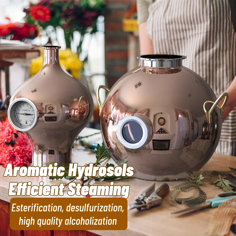 HOOLOO D8/15 معدات التقطير المنزلية جهاز تقطير الكحول، محلول مائي، زيت عطري، نحاس، جهاز مونشاين، جن، فودكا، ويسكي