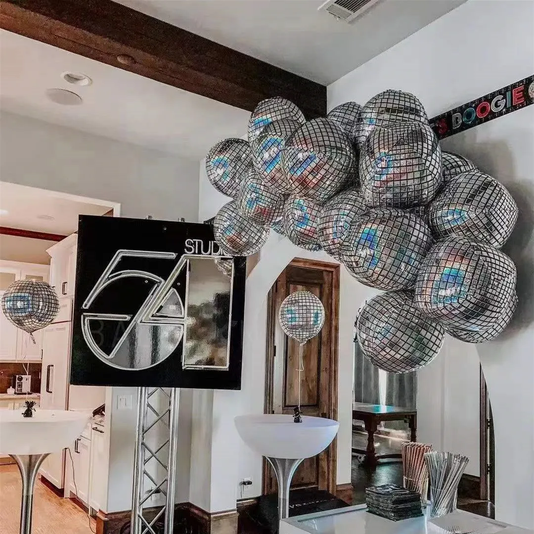 5pcs 22inch 4D Disco Metalic Balloons Laser Foil Balloon Wedding Decor 80s 90s Retro Popular Party Decor Rock and Roll Looks