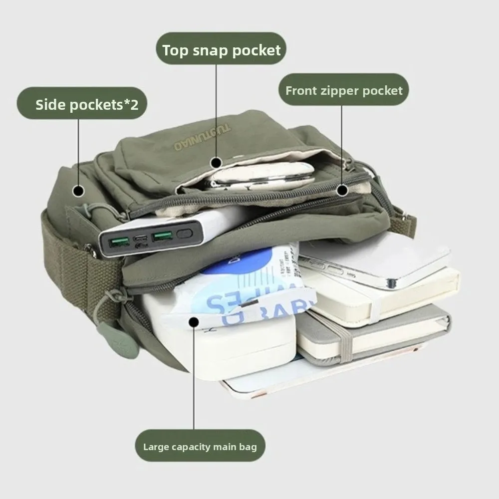 

Водонепроницаемая сумка через плечо большой вместимости с регулируемым ремнем и множеством карманов, квадратная нейлоновая сумка для города и активного отдыха