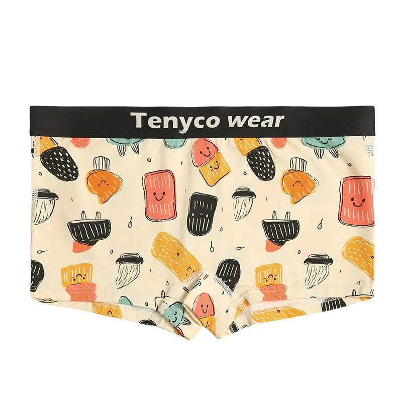 HaleyChan 3Pcs Women\'s Cotton Cartoon Panties Trans Lesbian Gay Wide Brimmed Mid-waist Breathable Panties Lovely Boxer Briefs