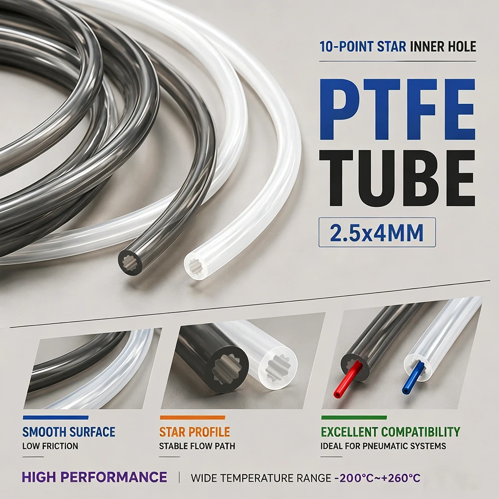 PTFE Tube For 3D Printer Hotend Feed ID 2.5mm OD 4mm Teflon Bowden Tube Star Shaped Ultra Smooth 1.75mm Filament AMS Ender 3