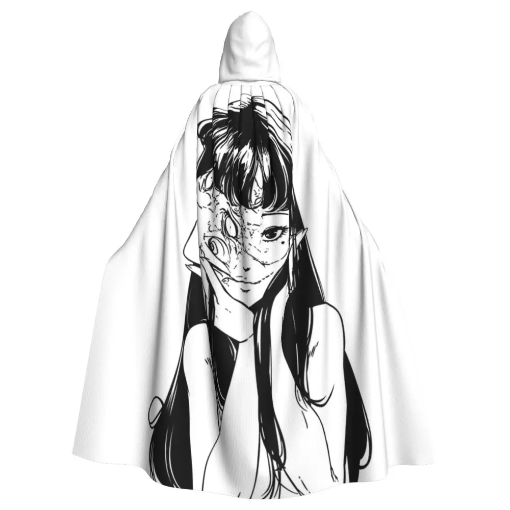 Horror halloween junji ito-tomie capa com capuz festa de halloween cosplay mulher homem adulto longo bruxaria robe capuz