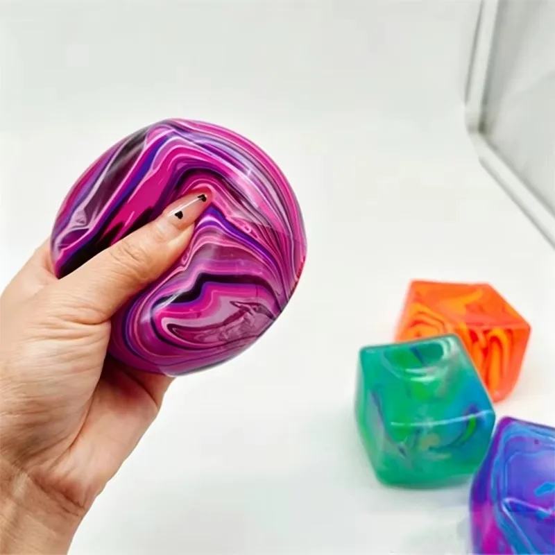 Needoh Marbled Stress Cube Squishy Fidget Super Solid Squish Squeeze Cube Anti Anxiety Stress Relief Sensory for Party Favor