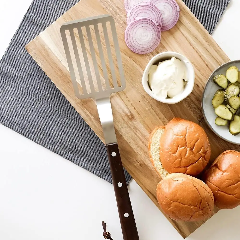 Premier BBQ Tongs and BBQ Turner with Riveted Walnut Handle