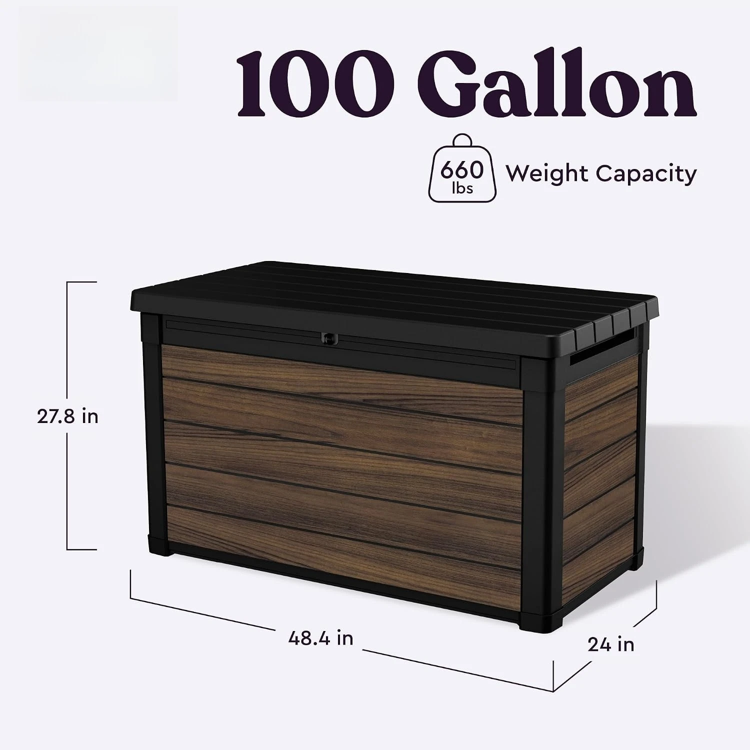 100 Gallon Large Deck Box Resin Outdoor Storage Container Organizer Unit Lockable Storage Bench Chest Box For Patio Cushions Garden Tools Pool Supplies Backyard Lawn, Rosewood