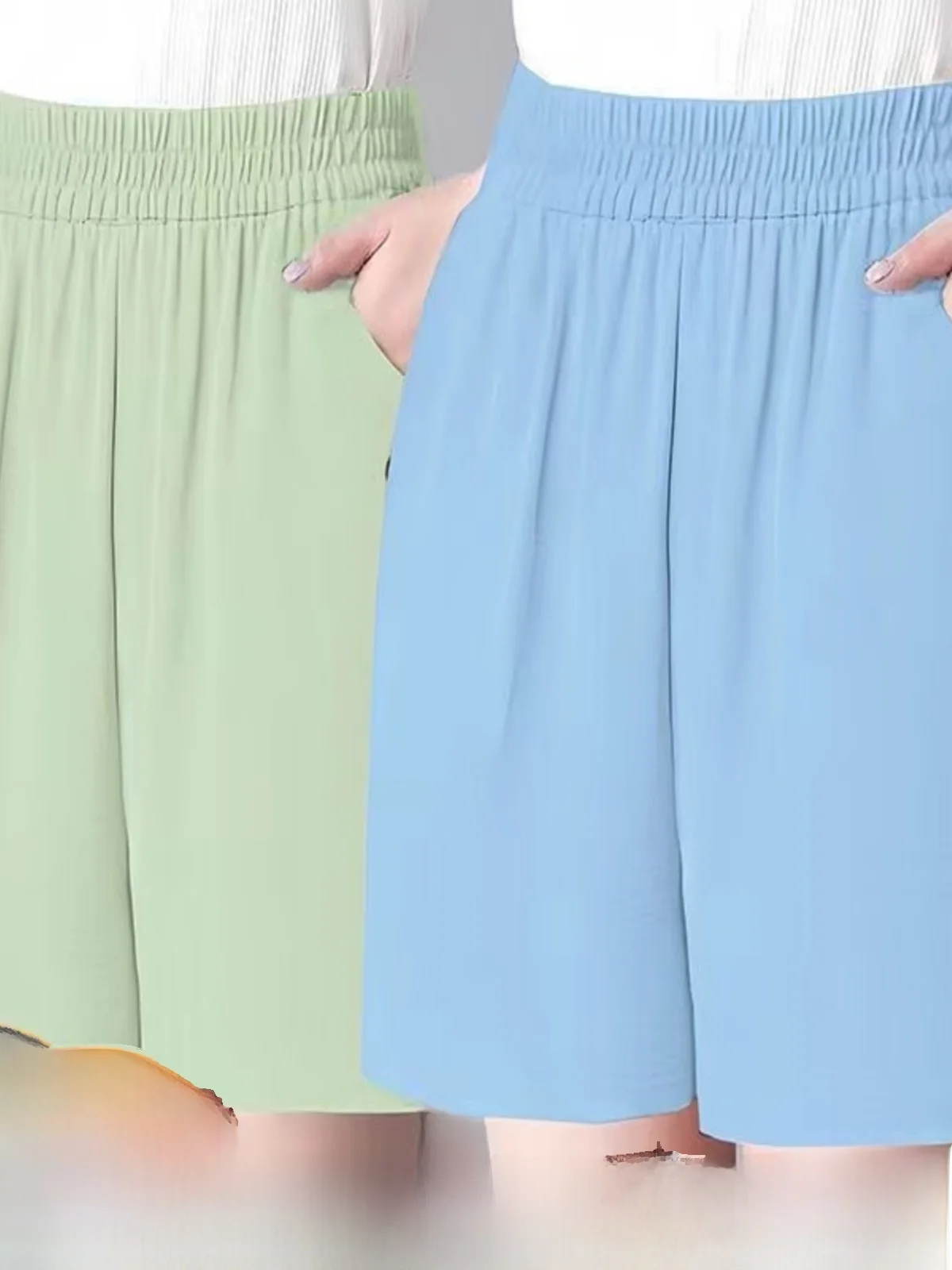 

Женские спортивные шорты с высокой талией из ледяного шелка, простые летние тонкие брюки-капри, повседневные широкие брюки в корейском стиле