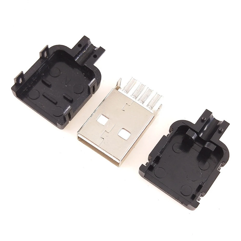 Solder Type Assembly DIY USB 4 Pin Black USB Socket USB Adapter USB 2.0 Connector Male USB