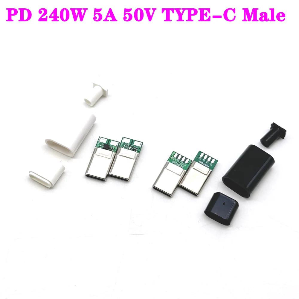 

16Pin PD 240W 5A 50V TYPE-C Male Plug Fast Charging Connector USB With PCB welding Data line interface DIY data cable accessorie