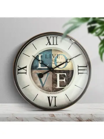 레트로 유럽풍 벽시계 창의적인 패션 거실 심플 무소음 시계 플라스틱 아트 벽시계