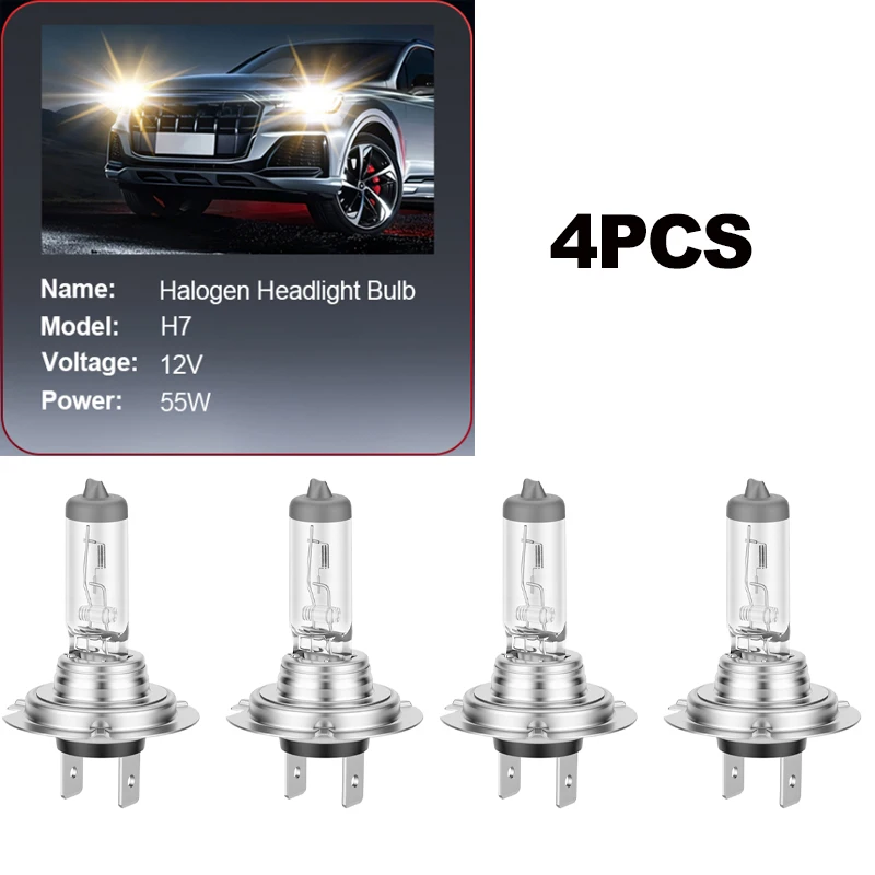2/4PCS H7 12V 55W Motorcycle Headlamp Bulb CANBUS Car Halogen Bulbs 3000K Yellow Auto Fog Lamp ATV Scooter Dirt Bike Moto
