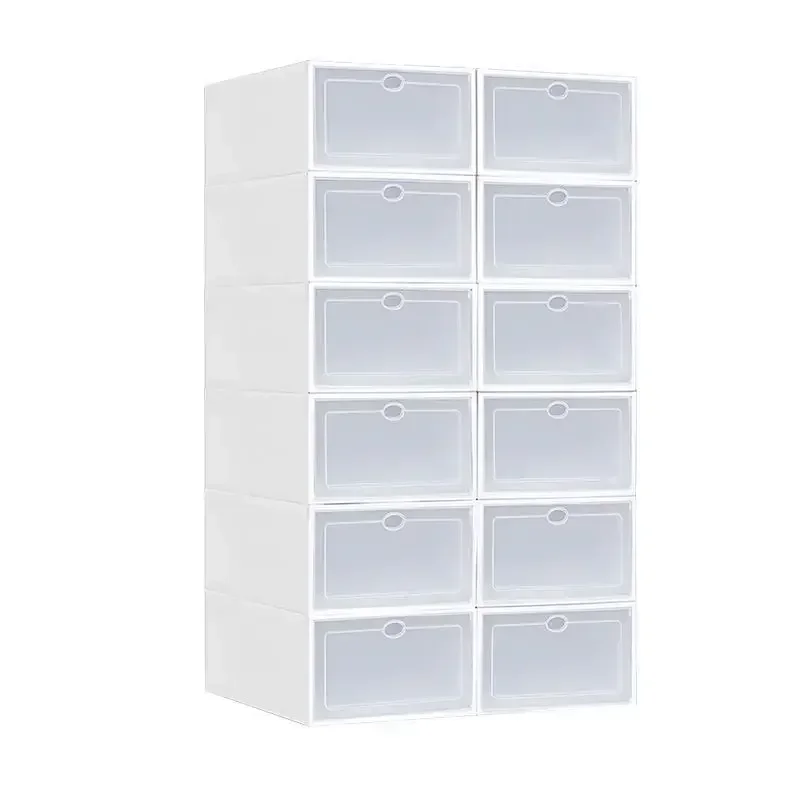 Stackable Shoes Cabinet Thickened Organizers Combined Transparent Dustproof Plastic Storage 6pcs/set Box Foldable Shoe