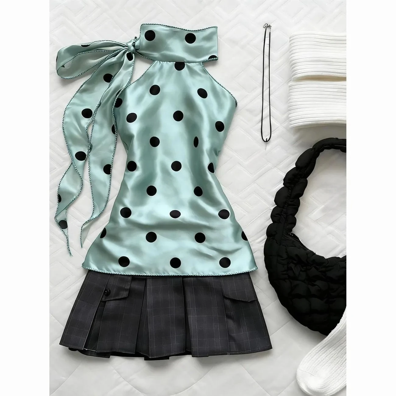 Amerikanisches Retro-Trägertop Ärmellos Damen Lässiges Polka-Dot-Print-Shirt Elegantes Y2K Vintage Süßes Mädchen-Chic-Top Sommer 2026
