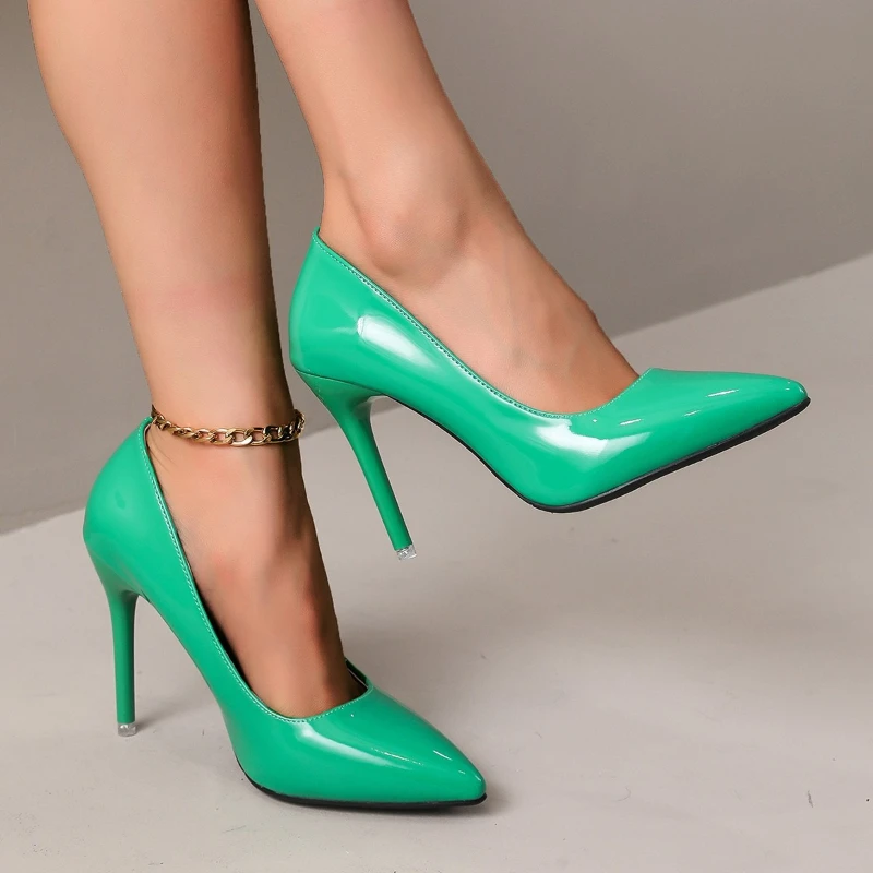 جديد إمرأة مضخات عالية الكعب مثير أشار تو أحذية فستان زفاف جديد عارية أسود اللون الأحمر المطاط أسفل أحذية Zapatos De Mujer