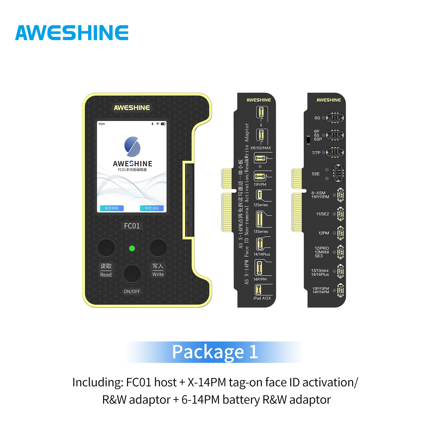 AWESHINE FC01 Dot Matrix Battery Programmer For iPhone X-14Pro MAX Face ID Non-removal Repair FPC Multifunction Read Write Tool