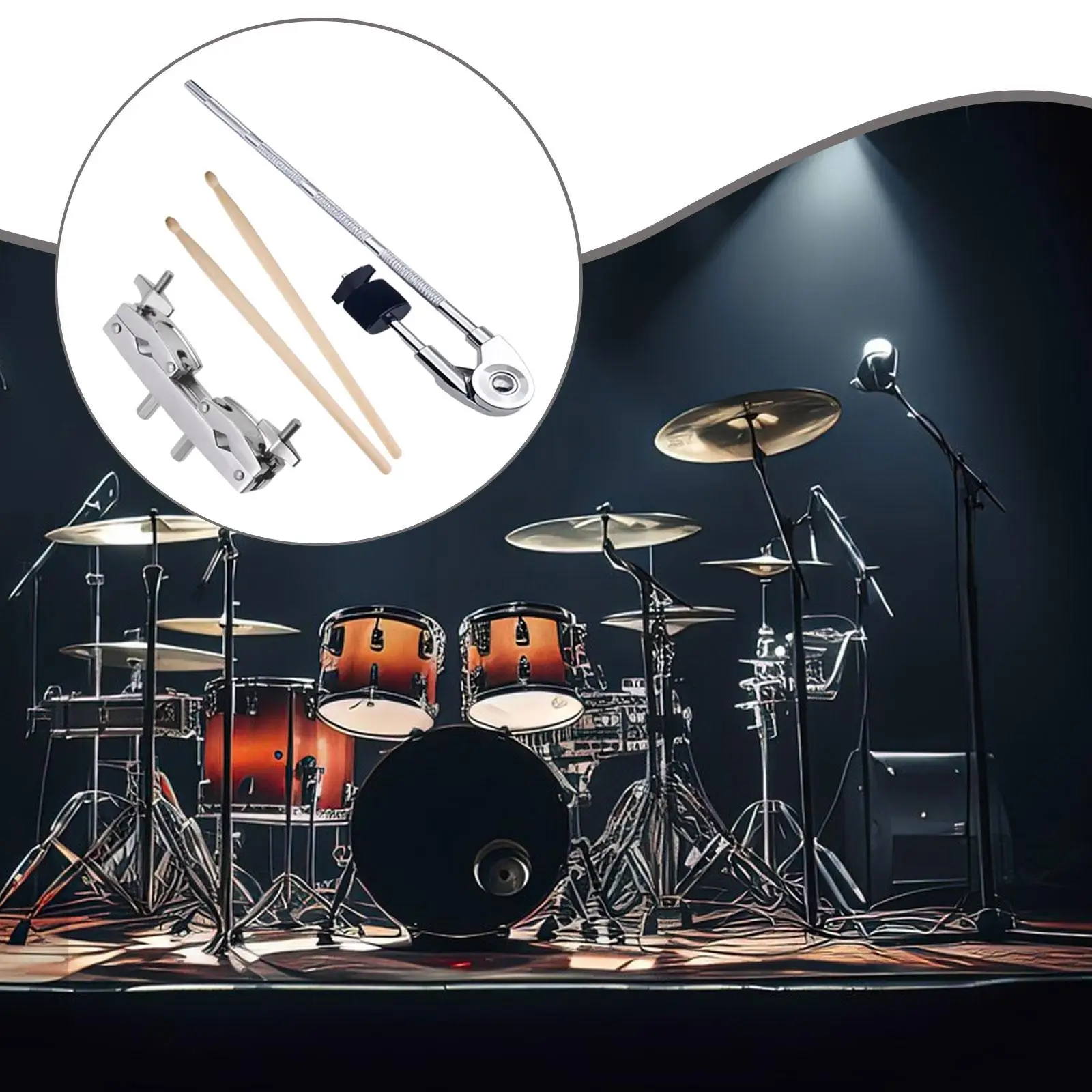 

Серебряный удлинительный зажим для барабана, расширяемый кронштейн для крепления подставки для тарелок для практики и настройки барабанной установки