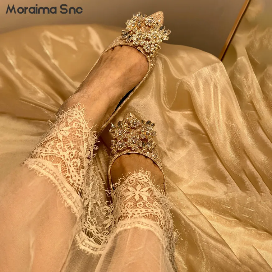 

Rhinestone Square Buckle Sequin Wedding Shoes Silver Gold Pointed Stiletto Pumps Women's Luxury Fashion High Heels