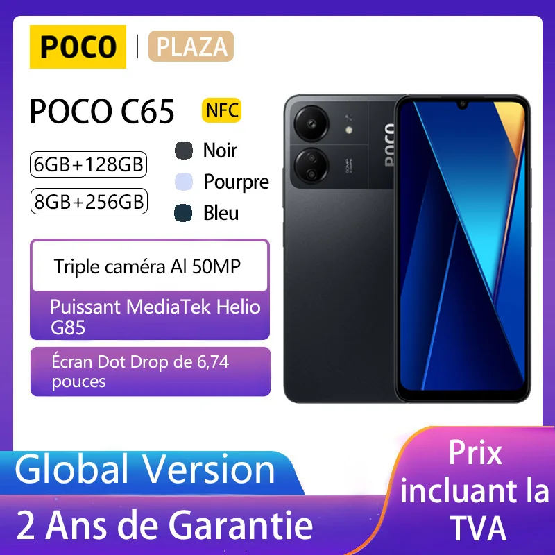 POCO C65, smartphone, NFC, 128GB, 256GB, 6.74 inch screen, MediaTek Helio G85 processor, 50MP camera + 8MP camera, 90Hz, 5000mAh, Global version