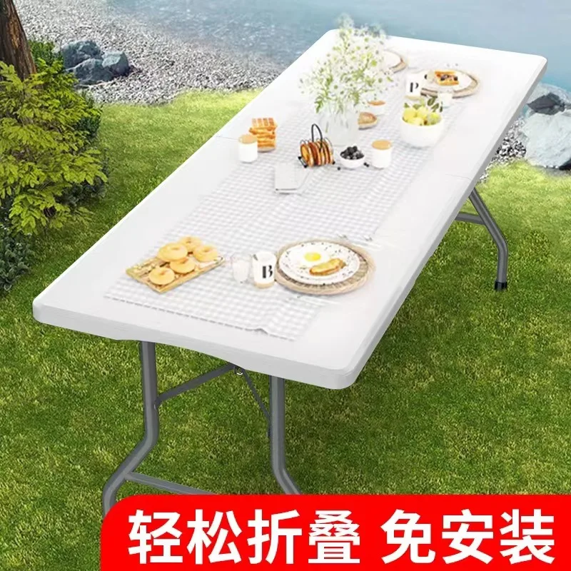 AOLIVIYA Plastic Simple Folding Table Meeting Strip Dining Table Stall Table Outdoor Learning Desk Rectangular Training