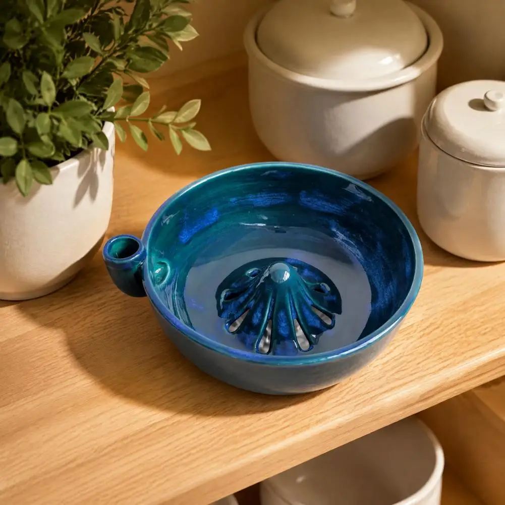 Practical Kitchen Tool for Fruits Ceramic Berry Colander Bowl Self Spinning Berry Washing Bowl with 360° Vortex Ceramic Fruit